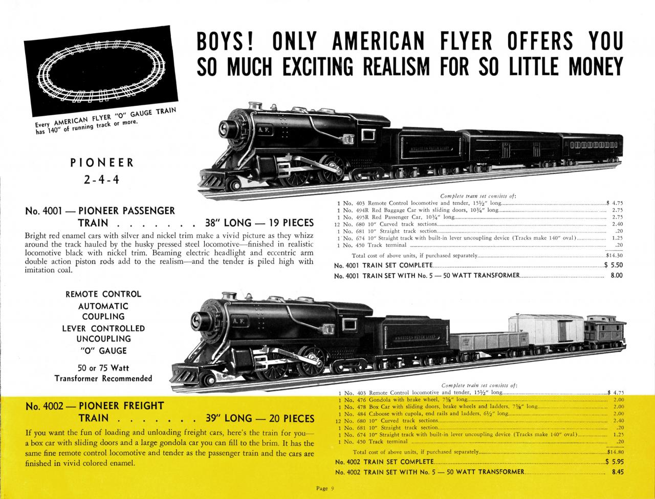 1940 american cheap flyer train set